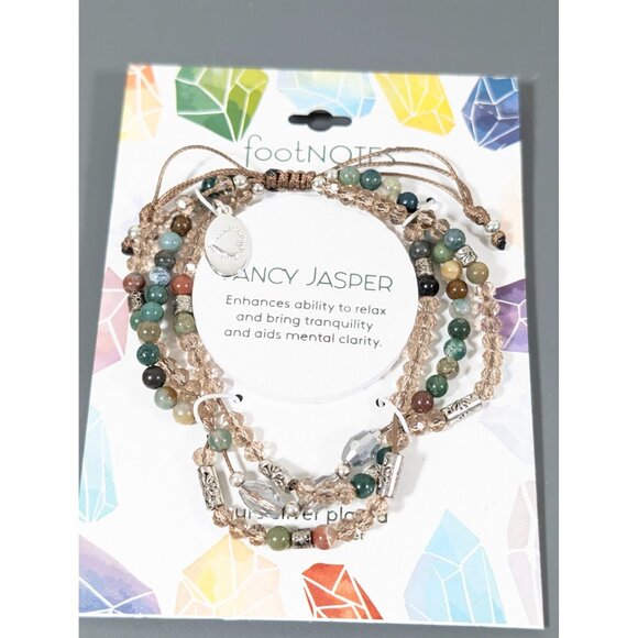 Footnotes Fancy Jasper Stone Adjustable Cord Bracelet Green NEW - Picture 8 of 8